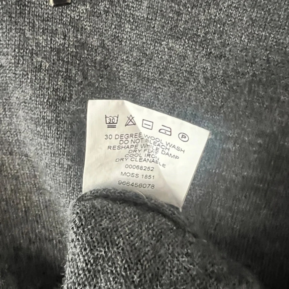 Moss 1851 Charcoal Merino Wool Zip-Neck Long Sleeve Sweater Size Medium - Picture 6 of 6